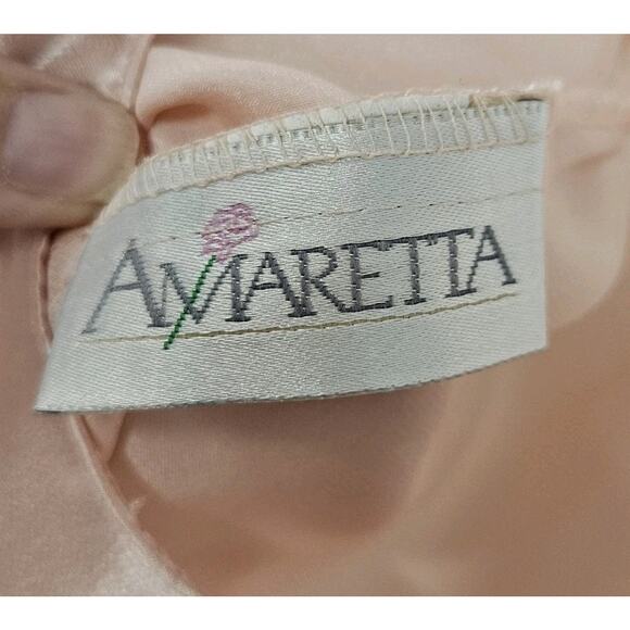 Vintage Amaretta Pink Silky Satin V-neck Slip Negligee Nightie Nightgown - Picture 7 of 8
